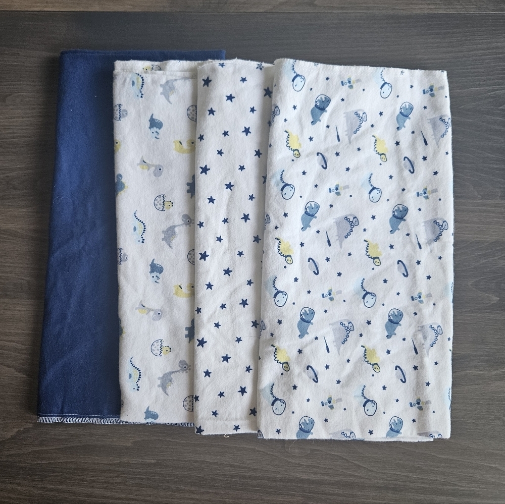 Parent's Choice Set Of Four Cotton Recieving Blankets Dinosaur Print